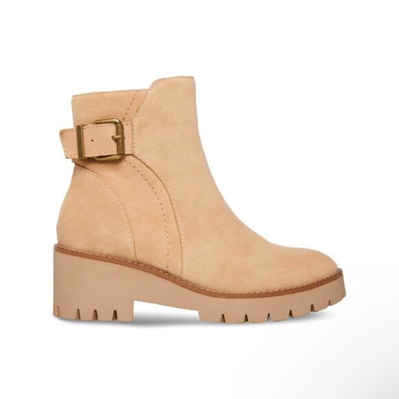 AQUA COLLEGE Womens Beige Waterproof Desiree Almond Toe Block Heel Booties Sz 6 - Picture 2 of 4